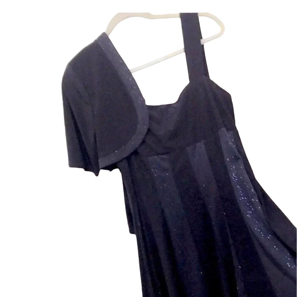 Vintage R&M Richards Fit & Flare Navy Blue Formal Dress With Blue Sparkles L 12P - Picture 2 of 6